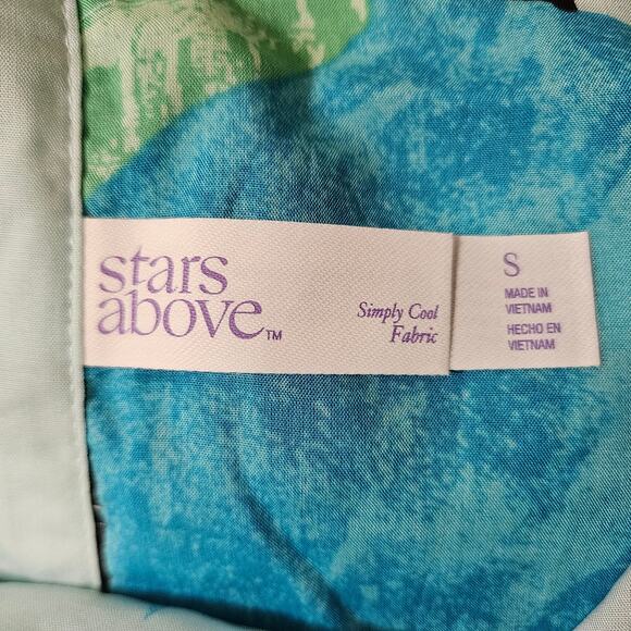 Stars Above Button Up Sleep Shirt Lightweight Green Floral Womens Size Small NEW - Picture 4 of 4